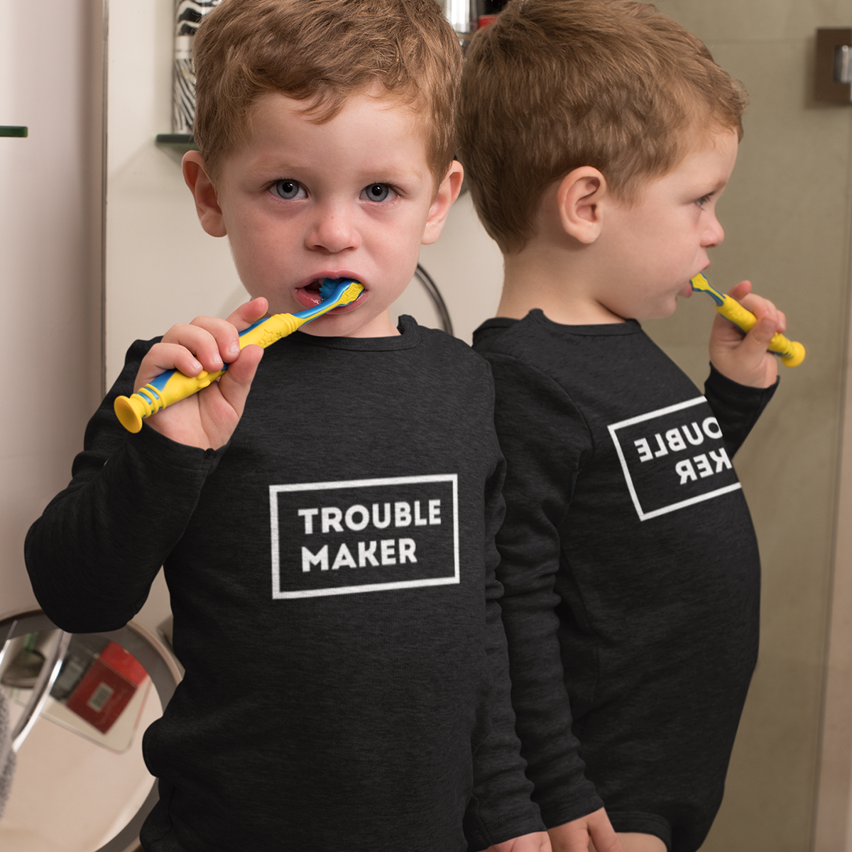 Troublemaker Infant Long Sleeve Bodysuit